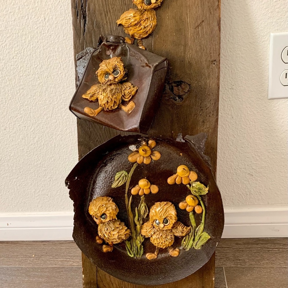 Vintage Wood And Metal Decoration Plaque Wall 10/22 Inch